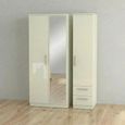 Knightsbridge Wardrobe - 3 Door - 1 Mirror - RHF 2 Drawers - Combi - Cream Gloss