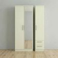 Knightsbridge Wardrobe - 3 Door - 1 Mirror - RHF 2 Drawers - Tall Combi - Cream Gloss