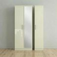Knightsbridge Wardrobe - 3 Door - 1 Mirror - Tall Combi - Cream Gloss