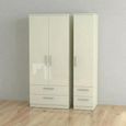 Knightsbridge Wardrobe - 3 Door - 4 Drawers - Triple - Cream Gloss