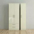 Knightsbridge Wardrobe - 3 Door - LHF 2 Drawers - Tall Triple - Cream Gloss