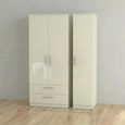 Knightsbridge Wardrobe - 3 Door - LHF 2 Drawers - Triple - Cream Gloss