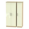 Knightsbridge Triple Wardrobe - 3 Door - Cream Gloss and Light Oak
