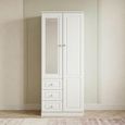Crystal Combi Wardrobe - 2 Door - 1 Mirror - RHF 3 Drawers - White