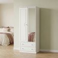 Crystal Tall Combi Wardrobe - 2 Door - 1 Mirror - White