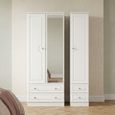 Crystal Tall Combi Wardrobe - 3 Door - 1 Mirror - White