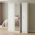 Crystal Triple Wardrobe - 3 Door - 1 Mirror - Tall - White