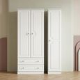 Crystal Triple Wardrobe - 3 Door - LHF 2 Drawers - White