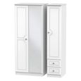 Crystal Combi Wardrobe - 3 Door - 1 Mirror - RHF 2 Drawers - White