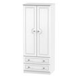 Crystal Double Wardrobe - 2 Door - 2 Drawer - White