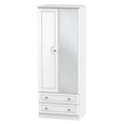 Crystal Tall Combi Wardrobe - 2 Door - 1 Mirror - White