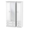 Crystal Tall Combi Wardrobe - 3 Door - 1 Mirror - White
