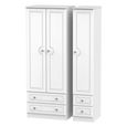 Crystal Tall Triple Wardrobe - 3 Door - 4 Drawers - White