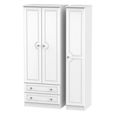 Crystal Tall Triple Wardrobe - 3 Door - LHF 2 Drawers - White