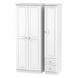 Crystal Tall Triple Wardrobe - 3 Door - RHF 2 Drawers - White