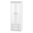 Crystal Tall Wardrobe - 2 Door - 2 Drawer - White