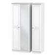 Crystal Triple Wardrobe - 3 Door - 1 Mirror - Tall - White