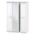 Crystal Triple Wardrobe - 3 Door - 1 Mirror - White