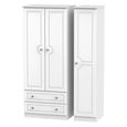 Crystal Triple Wardrobe - 3 Door - LHF 2 Drawers - White