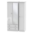 Balmoral Wardrobe - 3 Door - Tall Combi -  with 1 Mirror - and LHF 2 Drawers - White Gloss