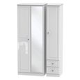 Balmoral Wardrobe - 3 Door - Tall Combi -  with 1 Mirror - and RHF 2 Drawers - White Gloss