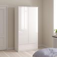 Naia Wardrobe - 2 Door - 1 Drawer - White Gloss