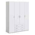 Space Wardrobe - 4 Door - 3 Drawer - White