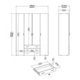 Space Wardrobe - 4 Door - 3 Drawer - White