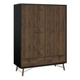 Ry Wardrobe - 3 Door - 3 Drawer - Black