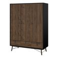 Ry Wardrobe - 3 Door - 3 Drawer - Black