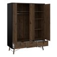 Ry Wardrobe - 3 Door - 3 Drawer - Black