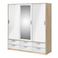 Line Wardrobe - 3 Door - 6 Drawer - Combi - Oak and White Gloss
