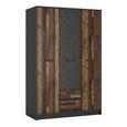 Brooklyn Wardrobe - 3 Door - 2 Drawer - Rustic