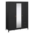 Barcelona Wardrobe - 3 Door - 2 Drawer - Combi - Black
