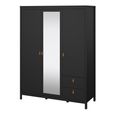 Barcelona Wardrobe - 3 Door - 2 Drawer - Combi - Black