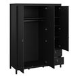 Barcelona Wardrobe - 3 Door - 2 Drawer - Combi - Black