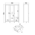 Madrid Wardrobe - 3 Door - 2 Drawer - Combi - Black