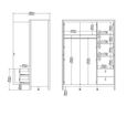 Madrid Wardrobe - 3 Door - 2 Drawer - Combi - Black