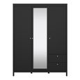 Madrid Wardrobe - 3 Door - 2 Drawer - Combi - Black