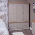 Cotswold Wardrobe - 3 Door - 5 Drawer - Oak and Painted