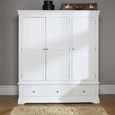 Paisley Wardrobe - 3 Door - 2 Drawer - White Painted