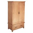 Hampshire Oak Double Wardrobe - 2 Door - 1 Drawer