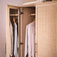 Casera Wardrobe - 2 Door 1 Drawer - Natural Rattan and American Oak