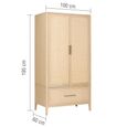 Casera Wardrobe - 2 Door 1 Drawer - Natural Rattan and American Oak