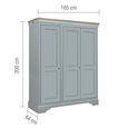 Chantilly Wardrobe - 3 Door - 3 Drawer - Grey Painted - Wood