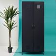 Academy Metal Wardrobe - 2 Door - Black