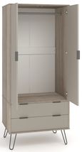 Augusta Driftwood 2 Door 2 Drawer Wardrobe with Hairpin Legs