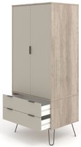 Augusta Driftwood 2 Door 2 Drawer Wardrobe with Hairpin Legs