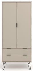 Augusta Driftwood 2 Door 2 Drawer Wardrobe with Hairpin Legs