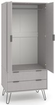 Augusta Grey 2 Door 2 Drawer Wardrobe with Hairpin Legs